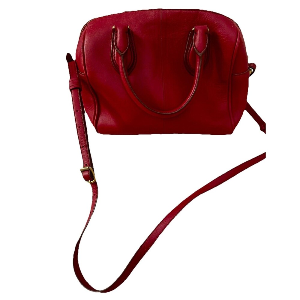 J CREW Deep Red Smooth Leather Mini Harper Top Handle Satchel Crossbody 2010